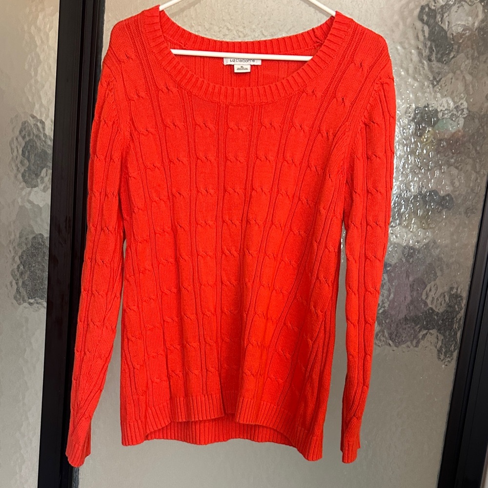 Ann Taylor Bright Orange Cable Knit Sweater